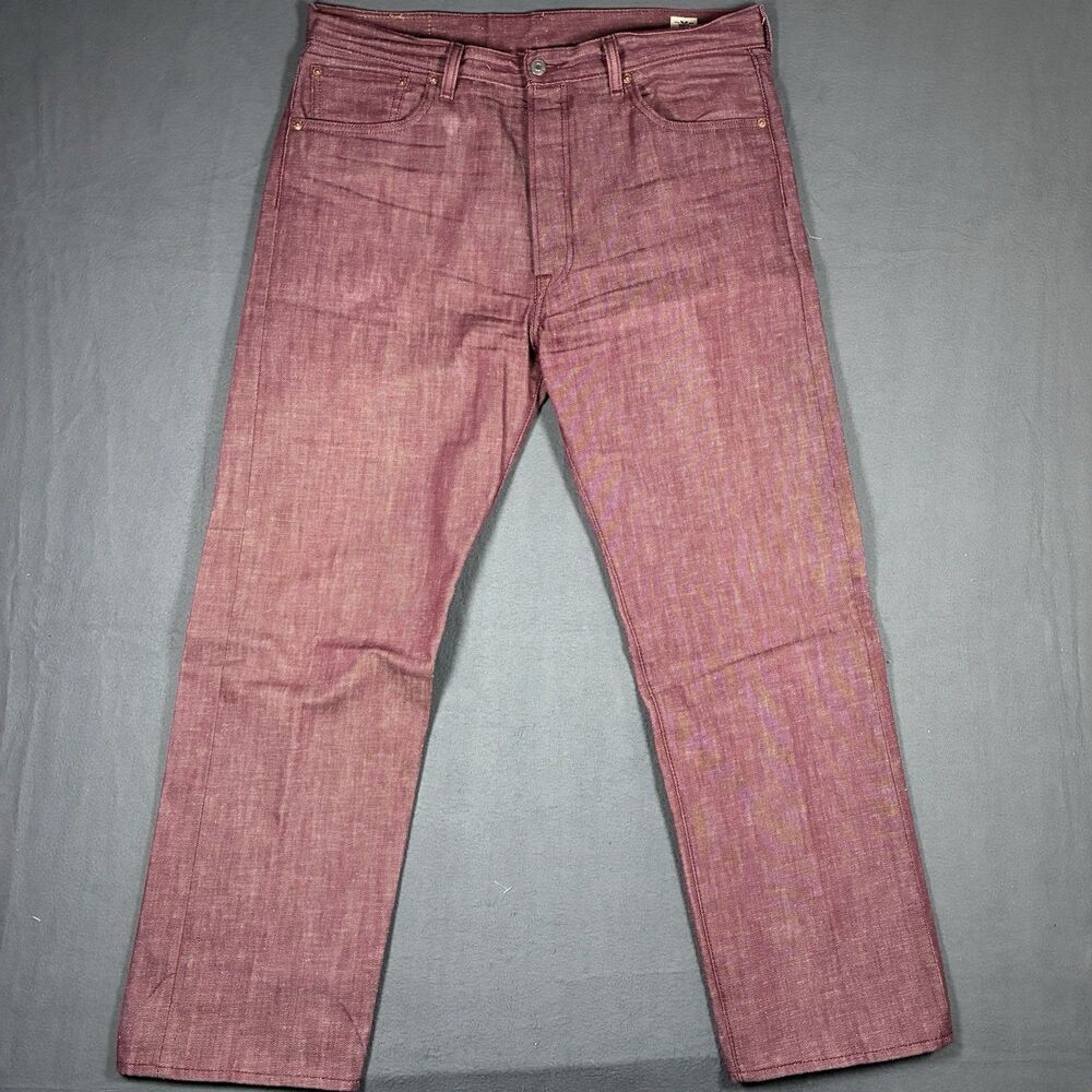 Levi's 501 Jeans Men's Size 36x30 White Oak Cone Denim Maroon Red Wash
